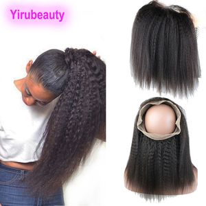 Kinky Straight 360 Lace Frontal Peruvian Human Hair 10-24inch 360 Lace Frontals Baby Hair Non-processed Closure