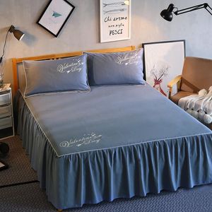 Sängkjolar till sovrums sovsalmadrass Protector Home Hotel Skriv ut Lakan sängkläder sängkläder täcker monterat plåt sängkläder