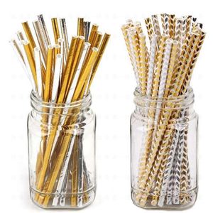 25pcs/bag Gold Heart Star Stripe Chevron Paper Straws Baby Shower Decoration Party Wedding Halloween Christmas Event Supplies JK1909KD