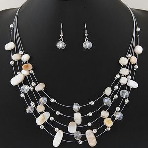2019 mode vintage smycken sätter joker bohemian crystal multilayer färgglada pärlor sten uttalande halsband örhängen set