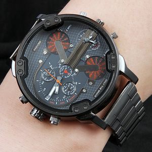 Mäns stora stora urtavla Se New Fashion Individual Clock Steel Belt 7333 Quartz Watch Sports Business Hour T200113328I