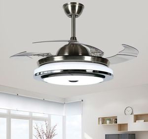 New High Quality Modern Invisible Fan lights Acrylic Leaf Led Ceiling Fans 110v / 220v Wireless control ceiling fan light MYY