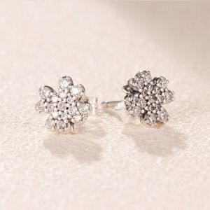 Shiny Clover Stud Earrings for Pandora 925 Sterling Silver CZ Diamond High Quality Temperament Lady Stud Earrings with Box Holiday Gift