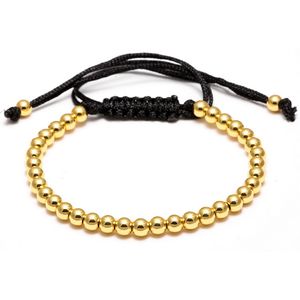 6PCS/Set Men Women Gift Classic 4MM Black Silver Gold Plated Strands Metal Beaded Bracelet for Sale