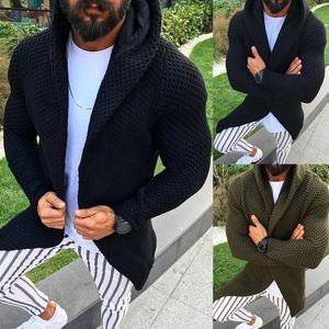 Wenia Mężczyźni Kapturem Sweter Sweter Jesień Długie Rękawy Dzianiny Płaszcze Open Front Mens Hoodie Znosić Płaszcz 2019 New Arrival