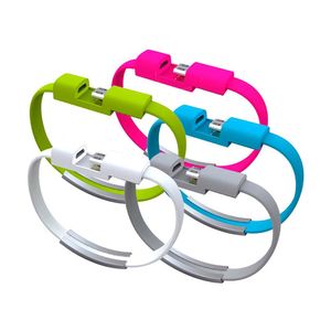 Bracciale da polso con cavo a fascia per cavi di ricarica per sincronizzazione dati Super Mini Micro USB indossabile per telefoni cellulari Android 100 pezzi all'ingrosso