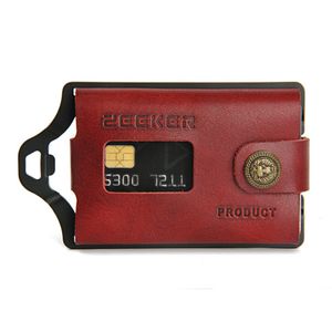 Szczupły portfel Nowy portfel karty kredytowej Mężczyzny skórzane metalowe minimalistyczne EDC Portfel przedniej kieszeni do notatek i kart według Zeeker2703