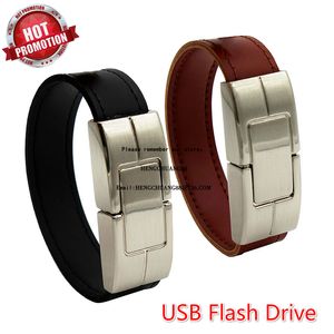 Custom Logo USB Flash Drive 64gb Leather Metal Keyring Pendrive Creativo 32gb 16gb 8gb 4gb Usb2.0 Wrist Band Watch Strap USB Disk