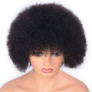 Wholesale africans human hair wig for sale - Group buy Brazilian Lace Front Human Hair Wigs Afro Curly Short Wigs inch Natural Color for African American