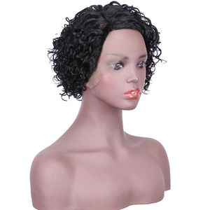 korta peruker mänskliga hår peruker kinky curly afro kort mänsklig mix ingen spets syntetisk peruk elegant peruk raka korta peruker