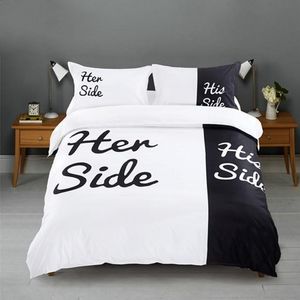 3PSC Einfaches schwarz + weißes Bettwäsche-Set, Katze/Hund/er und ihr Paar, Bettwäsche, Kissenbezug, Bettbezug-Sets, Heimtextilien, Bett-Set