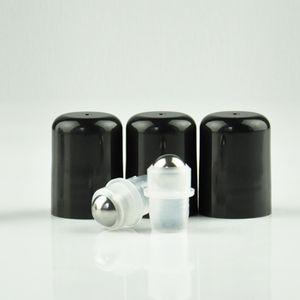 Parfüm Paslanmaz Çelik Metal Toplar Şişeler için Rulo için Rulo Üstleri Roll-On Şişeler için Cam Toplar #18 Siyah Kapak
