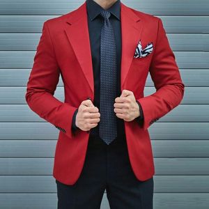 Red Men Wedding Tuxedos Notch Lapel Slim Fit Groom Tuxedos Excellent Men Blazer 2 Piece Suit Prom/Dinner Jacket(Jacket+Pants+Tie) 2557