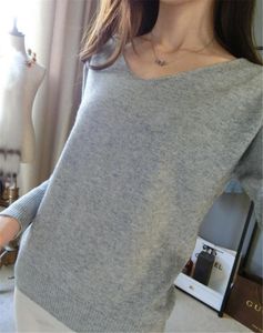 Kaschmir Pullover Frauen Mode Sexy V-ausschnitt Pullover Lose Tops Gestrickte Batwing Hülse Große Größe Pullover Schwarze Frau Kleidung