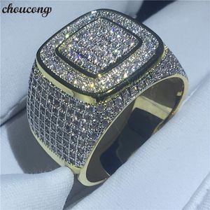 choucong 2018 ذكر HIP HOP خاتم الحفلات 274 قطعة الماس الأصفر الذهب معبأ 925 الفضة خواتم الزفاف الخطوبة للرجال مجوهرات