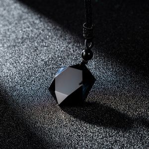 Czarny Obsidian rzeźbione kamienie gwiazdowe naszyjnik para potężna biżuteria energii