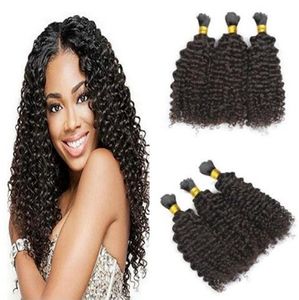 Human Hair Bulks No Weft Brazilian Kinky Curly Hair Bulk for Braids