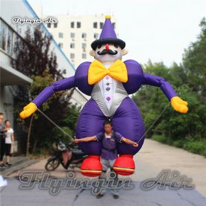 Outdoor Parade Peformance Walking Inflatable Clown Puppet 3.5m Hand Controlled Cartoon Figure Blow Up Clown Costume For Event