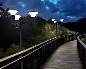 15W 3 heads Outdoor Solar LED Street Light,dusk to dawn for Patio, Post Light, Garden,parthway,planter 2.5M high