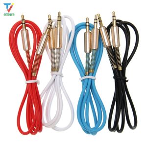 100pcs/lot 3.5mm Jack Stereo 1m/3.3ft Audio Cable Male to Male Aux Cable Wire Cord with 2 side Spring Protective protection Cover