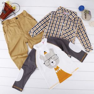 Kid Boys Abbigliamento primavera tuta ragazzi manica lunga plaid cappotto t-shirt pantalone 3 pezzi set estate bambini ragazzi abbigliamento set