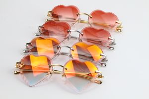 Manlig och kvinnlig metall 3524012 Rimless Solglasögon Vintage Fanciful Eyewear Slim Mix långsträckta triangellinser UV400 solglasögon