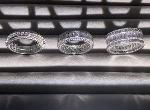 3 Стиль Классические Винтажные Мода Ювелирные Изделия Стерлингового Серебра 925 Круглый Круглый Вырезанный полный белый Топаз Стек CZ Diamond Gemstone Женщины Свадебное кольцо