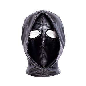 Bondage maschera piena maschera con cerniera nostril cappa con cappuccio in pelle aperta garpaio fungo divertimento b901