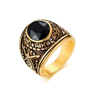 Ufficiali d'argento nero in acciaio inossidabile vintage American Soldati americani USA Air Force Ring Gold Gold MILITALI MILITARI MILITARI