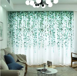 インス植物のための春の息のカーテンカスタマイズされた緑の自然なカーテンセミシェーディング製品リビングルームの寝室のバルコニー