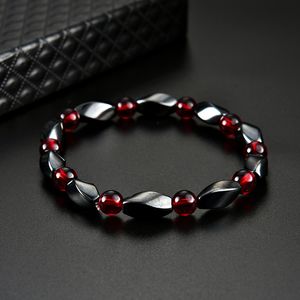 Health Magnetic Hematite Bracelet Twisted Beaded strands Wristband Bangle Cuff for Women Men Power Healthy Fashion Jewelry 162547