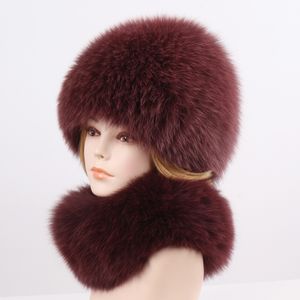 2019 Novo Luxo 100% Natural Real Fox Fur Hat Cachecol Mulheres Inverno Quente Genuine Fox Fur Cap Menina Boa Elástica De Malha De Pele De Raposa Cap