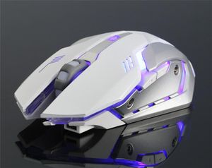 Аккумуляторная X7 беспроводной светодиодной подсветкой USB оптическая Эргономичная мышь Gaming Сем Fio Мода Ноутбук Настольный компьютер Mute Игры мышь