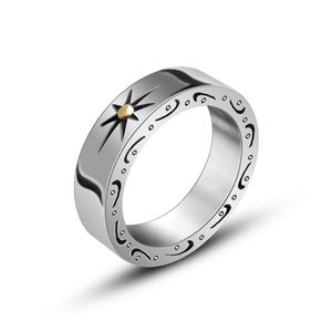 Enkel Titanium Steel Mens Band Ringar Sun Pattern Fashion Hip Hop Ringar för Kvinnor Smycken Tillbehör