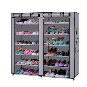 Forrado De Zapatos al por mayor-6 Fila Line no tejido Lattices zapato Tela gabinete del zapato estante grande organizador de zapatos de almacenamiento