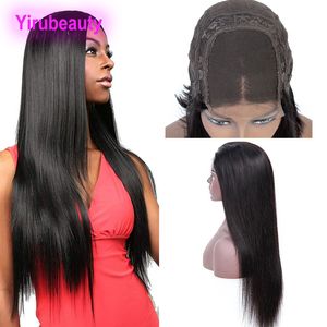 Cabelo virgem brasileiro 4x4 Wig de fechamento de renda de 10-32 polegadas perucas de cabelo humano com cabelos de bebê em cor natural reta