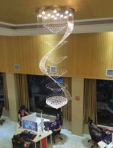 Modern European Duplex LED K9 Crystal Long Pendant Lamps Living Room Lights Chandelier Round Spiral Villas Staircase Chandeliers