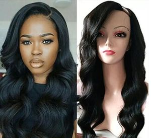 2022 WIGS de onda corporal de moda de moda Humano 100% não processado Remy Hair Lado esquerdo Parte para mulheres negras