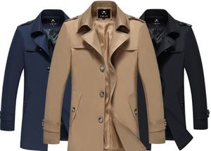 メンズトレンチコートデザイナージャケットロングコート男性ウインドブレーカー冬コートメンズ服プラスサイズの服のソリッドカラーオーバーコート