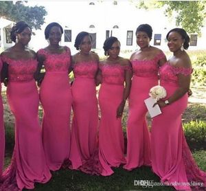 Pink Mermaid Bridesmaid Dresses Chiffon Pleat One Shoulder Sleeveless