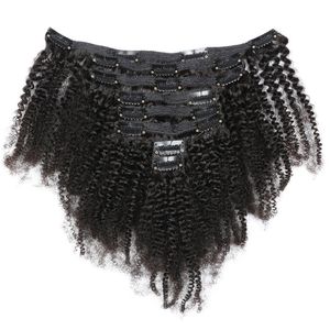 Brezilyalı% 100 İnsan Saçı Afro Kinky Kıvırcık Klip Saç Uzantılarında Doğal Renk Kıvırcık Saç Ürünleri 10-28inch