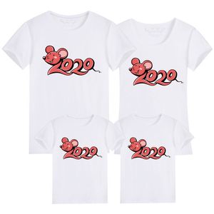 Family Matching Outfits New Year Summer Print T shirt Mommy Daughter Father Son Clothes Look