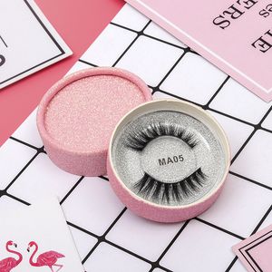 Estoque 18 estilos 3D Faux Mink Eyelashes Falso Silk Protein Cílios 100% Handmade Natural Olho Falso Acesos com Caixa De Presente Cor-de-rosa