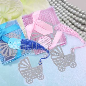 24PCS Carrozzina Segnalibro con nappa blu/rosa Bomboniere Baby Shower Decorazione per feste Bomboniere per bambini Bomboniere per feste di laurea