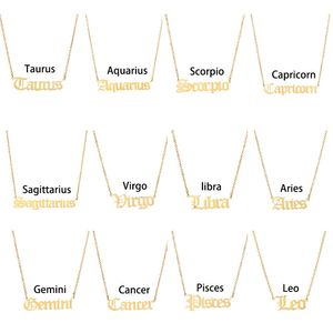 12 constell Necklace gold chains stainless steel Horoscope sign pendant necklaces for women fashion jewelry will and sandy