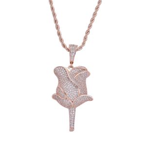 Fashion-e Diamanten-Anhänger-Halsketten für Männer und Frauen, Blumen-Halskette, westliches echtes vergoldetes Kupfer, Zirkon, Luxus-Schmuck, Geschenk für Freundin und Freund