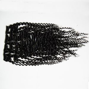 Kinky Curly Clip In Human Hair Extensions Natural Black 10 