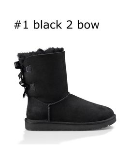 2022 뉴 겨울 저렴한 디자이너 호주 부츠 여성 클래식 스노우 발목 짧은 활 모피 부츠 겨울 검은 밤나무 패션 신발 크기 36-41