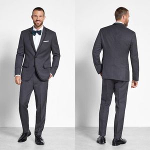 Smoking da sposa bello in tweed grigio Raso nero con risvolto dentellato Abito da uomo Abito da cerimonia formale da sposo Abbigliamento (giacca + pantaloni)