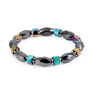 Black Magnetic bracelet Hematite Fashion Pain Hematite Stone braceles resin AB color Therapy Health Care Magnet jewelry for men and women